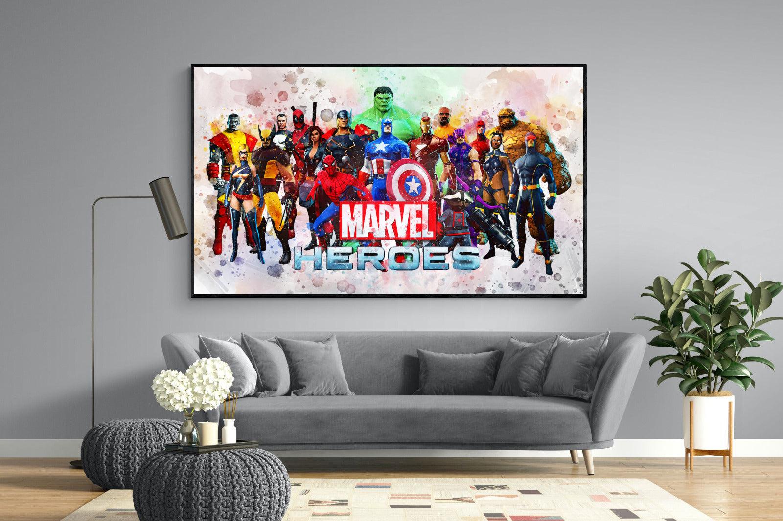 Marvel Heroes-Wall_Art-220 x 130cm-Mounted Canvas-Black-Pixalot
