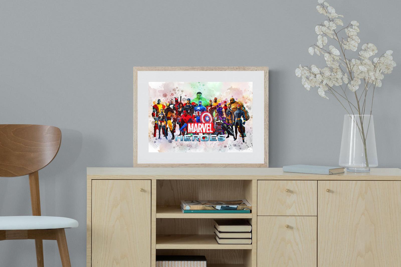 Marvel Heroes-Wall_Art-60 x 45cm-Framed Print-Wood-Pixalot