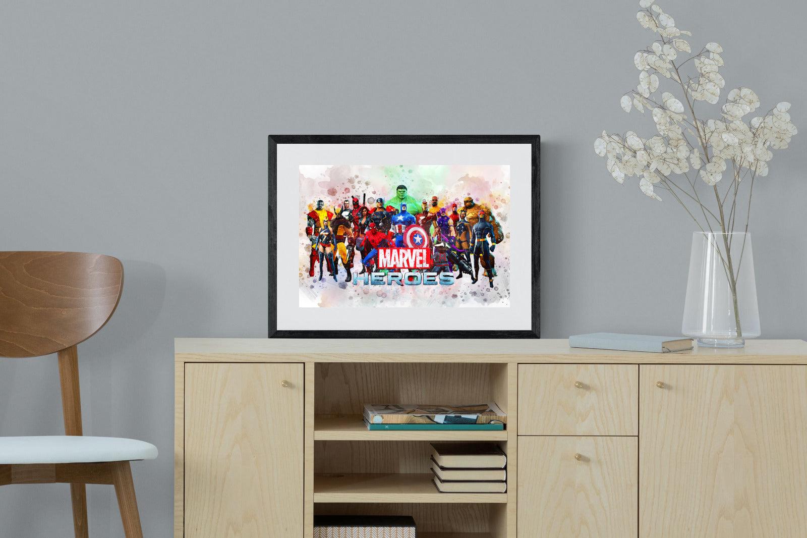 Marvel Heroes-Wall_Art-60 x 45cm-Framed Print-Black-Pixalot