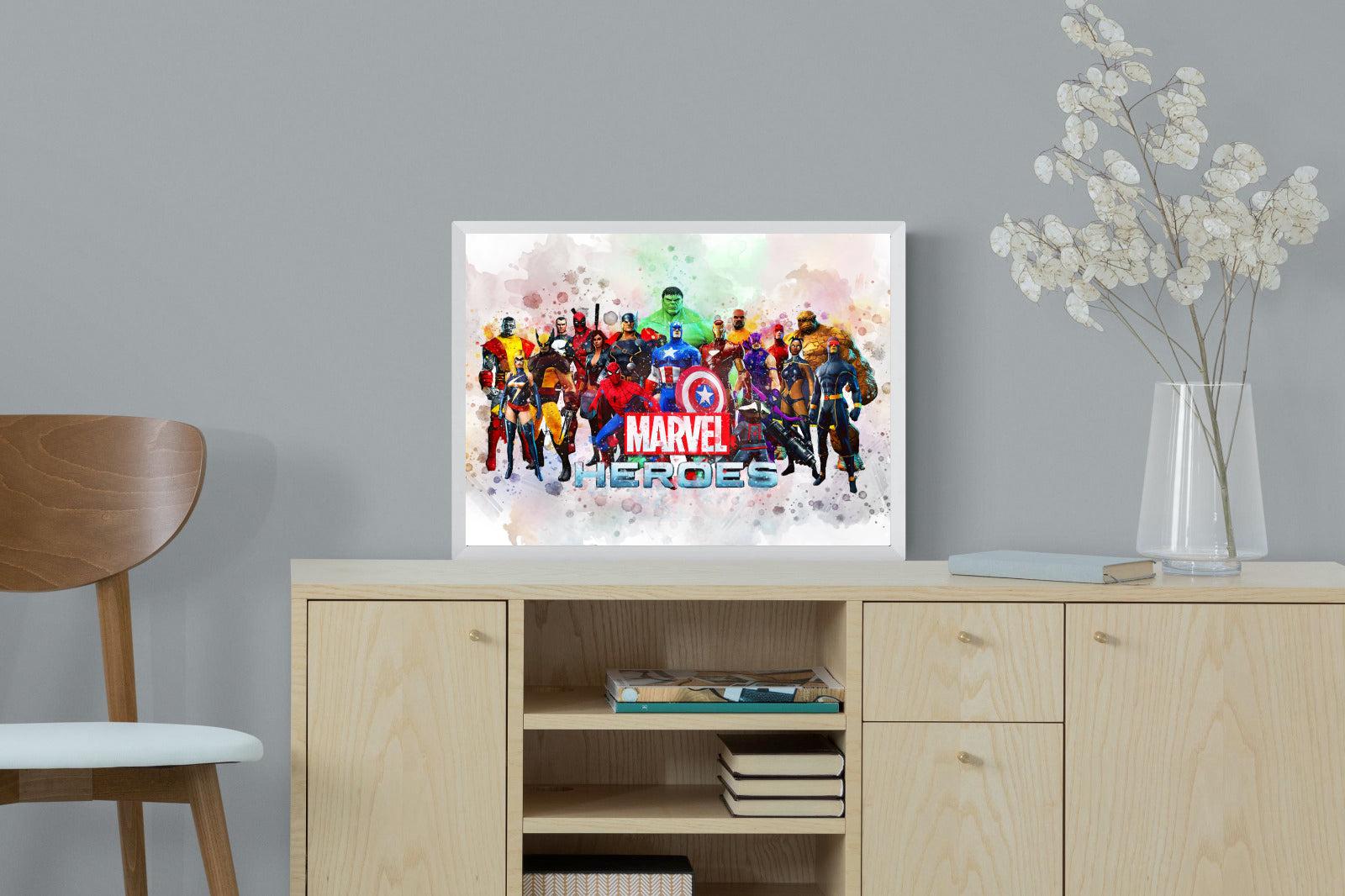 Marvel Heroes-Wall_Art-60 x 45cm-Mounted Canvas-White-Pixalot
