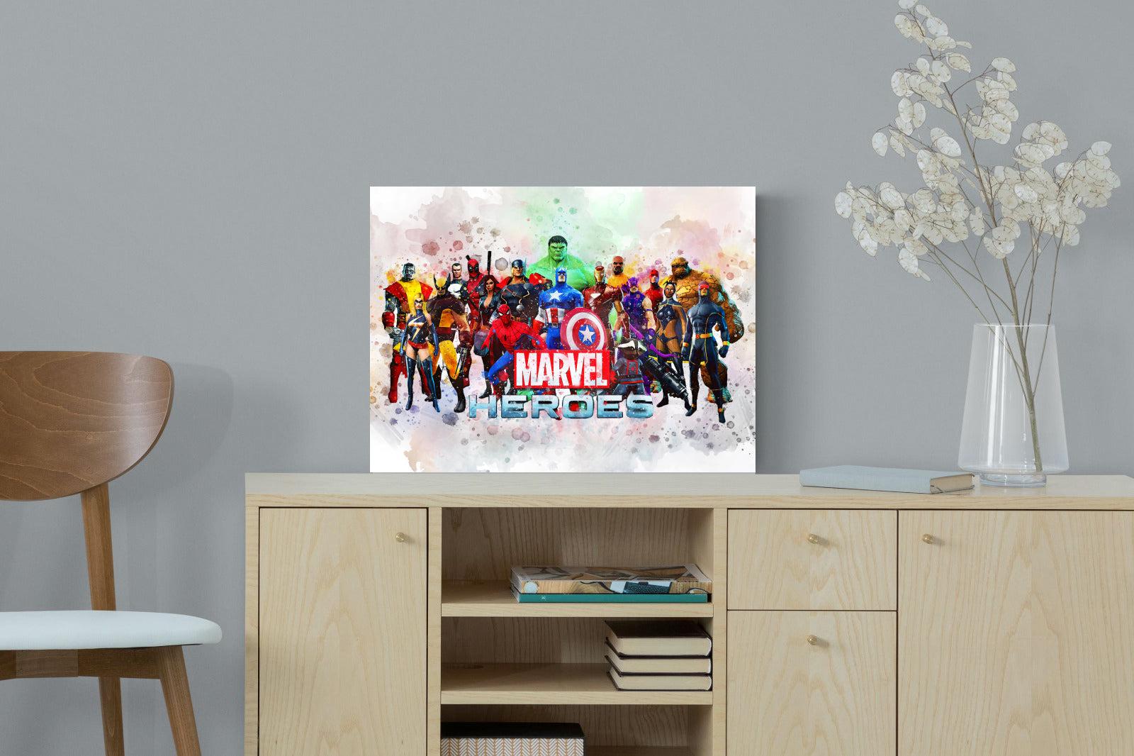 Marvel Heroes-Wall_Art-60 x 45cm-Mounted Canvas-No Frame-Pixalot