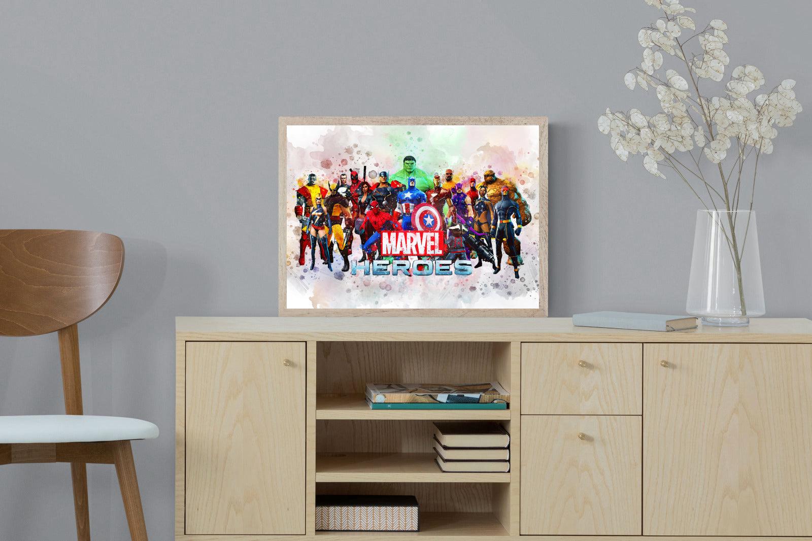 Marvel Heroes-Wall_Art-60 x 45cm-Mounted Canvas-Wood-Pixalot