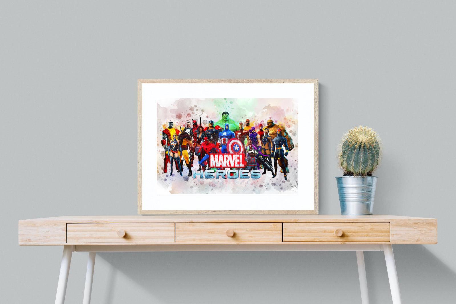 Marvel Heroes-Wall_Art-80 x 60cm-Framed Print-Wood-Pixalot