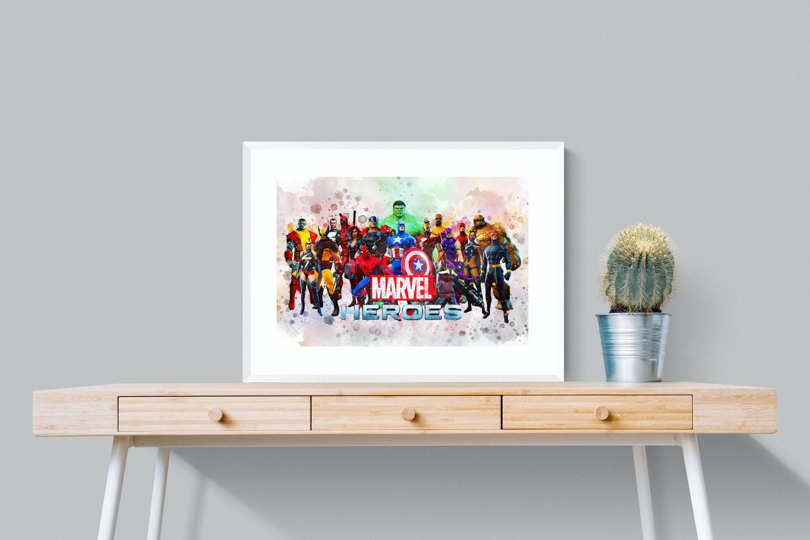Marvel Heroes-Wall_Art-80 x 60cm-Framed Print-White-Pixalot