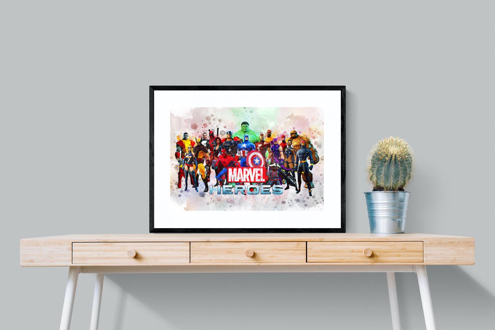 Marvel Heroes-Wall_Art-80 x 60cm-Framed Print-Black-Pixalot