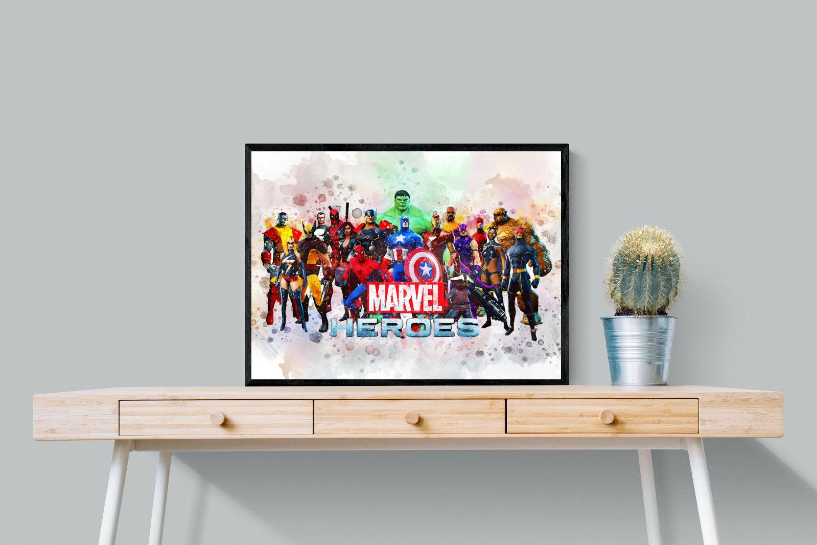 Marvel Heroes-Wall_Art-80 x 60cm-Mounted Canvas-Black-Pixalot