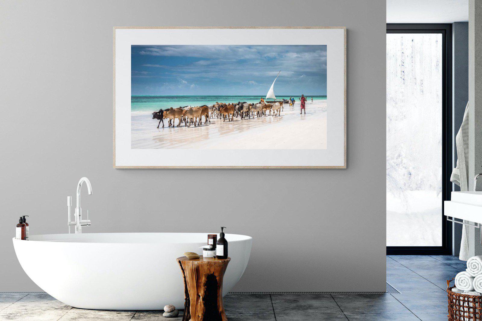 Masai Cattle-Wall_Art-180 x 110cm-Framed Print-Wood-Pixalot