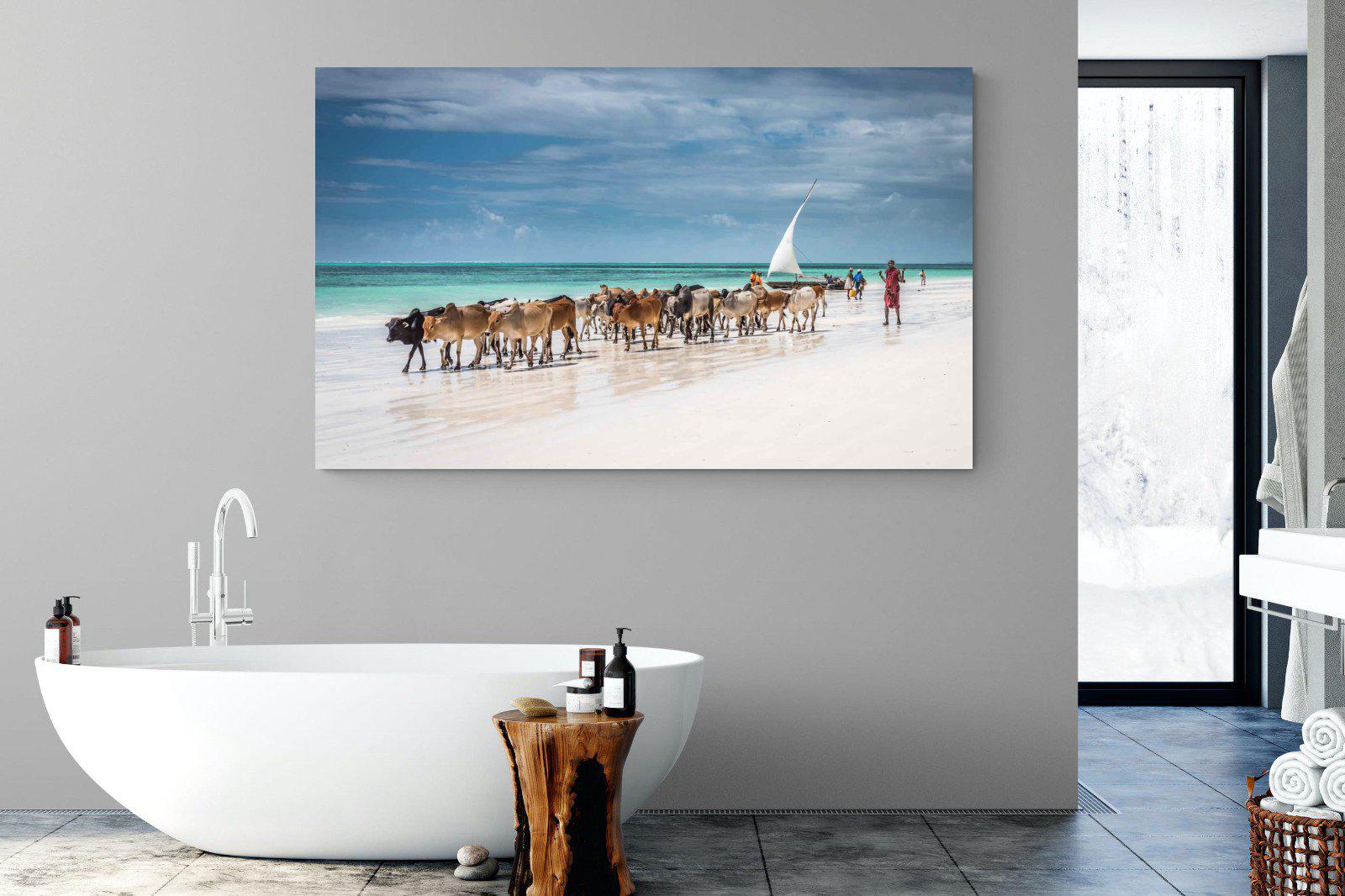 Masai Cattle-Wall_Art-180 x 110cm-Mounted Canvas-No Frame-Pixalot