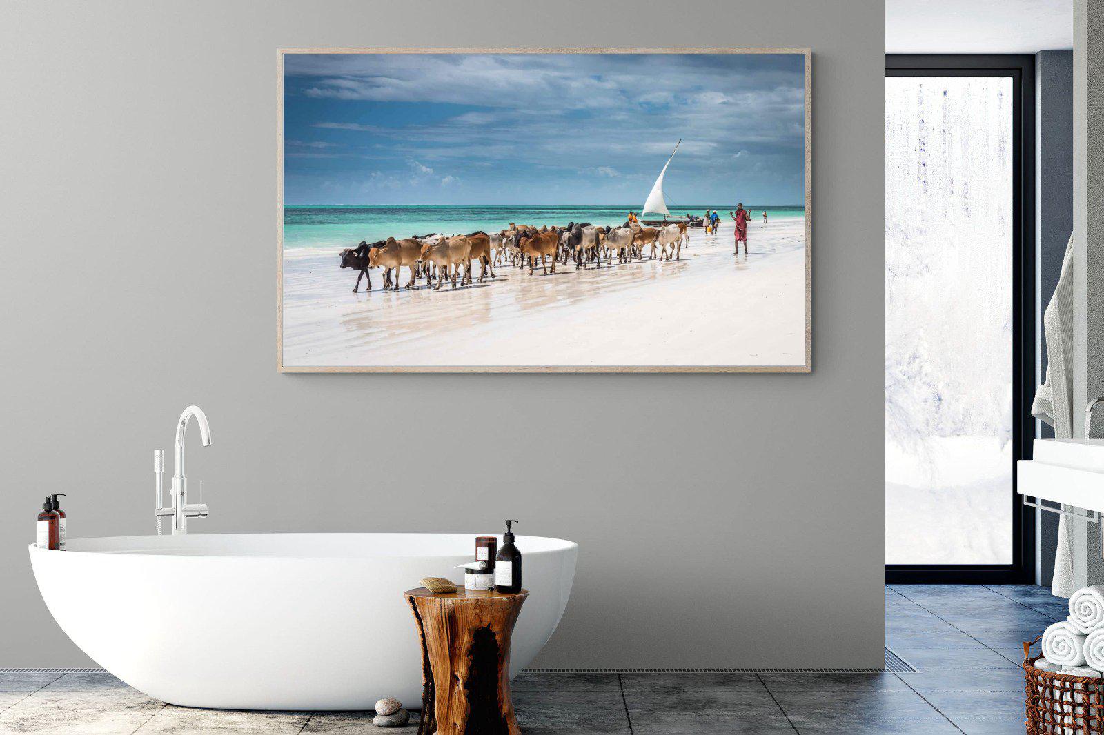 Masai Cattle-Wall_Art-180 x 110cm-Mounted Canvas-Wood-Pixalot