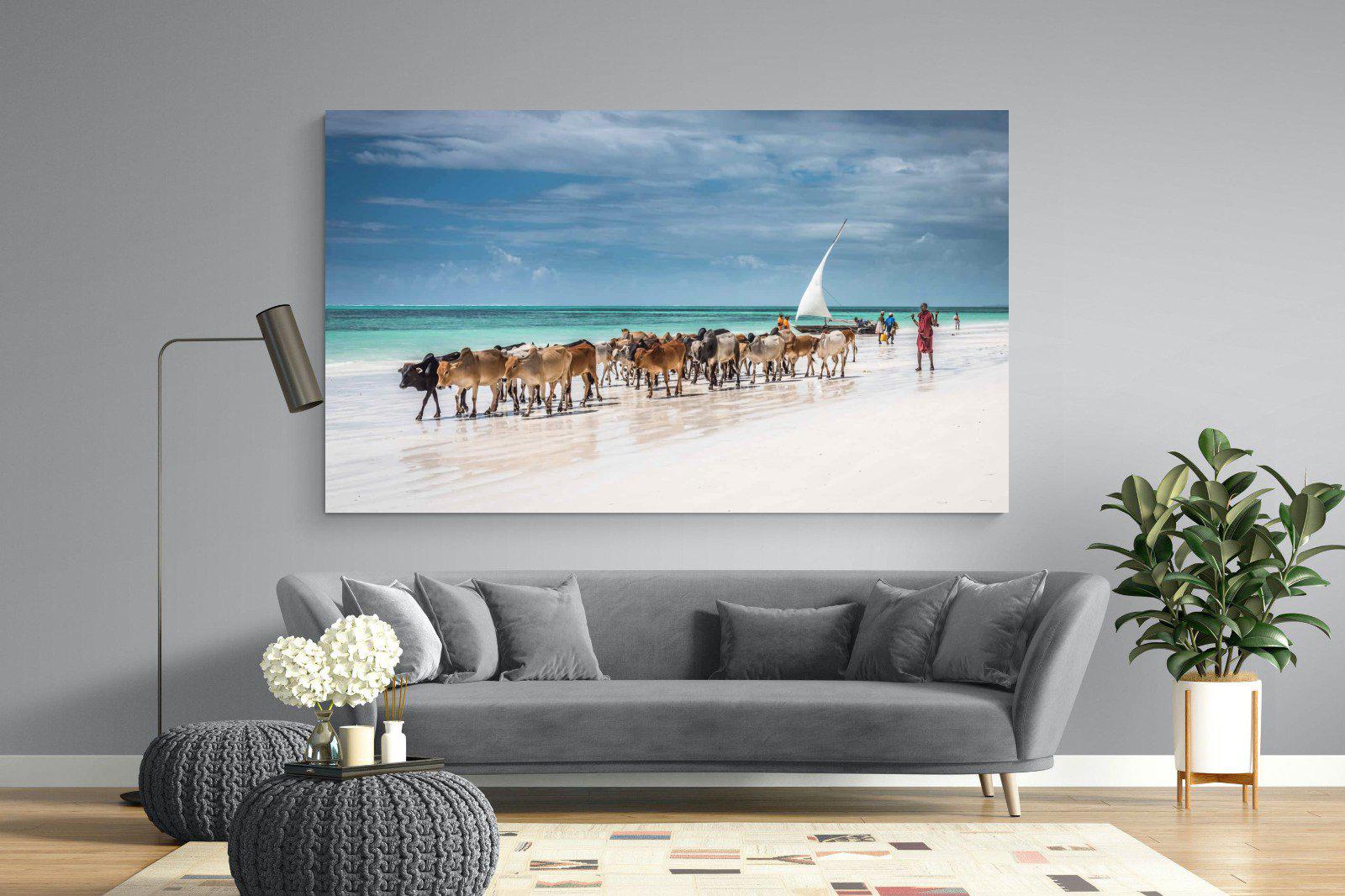 Masai Cattle-Wall_Art-220 x 130cm-Mounted Canvas-No Frame-Pixalot