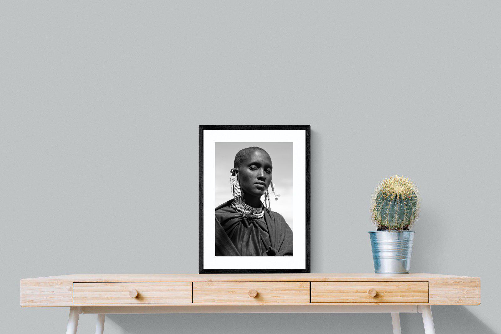 Masai Girl-Wall_Art-45 x 60cm-Framed Print-Black-Pixalot