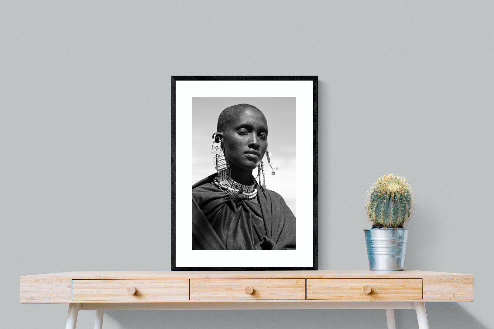 Masai Girl-Wall_Art-60 x 80cm-Framed Print-Black-Pixalot