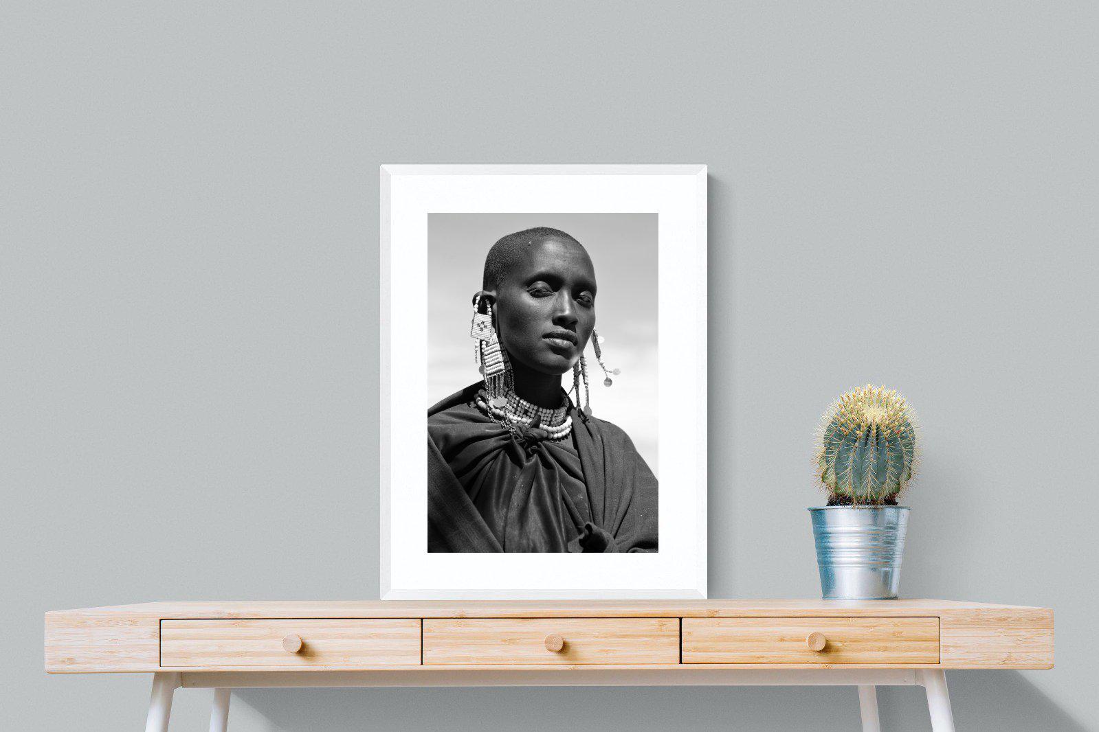 Masai Girl-Wall_Art-60 x 80cm-Framed Print-White-Pixalot