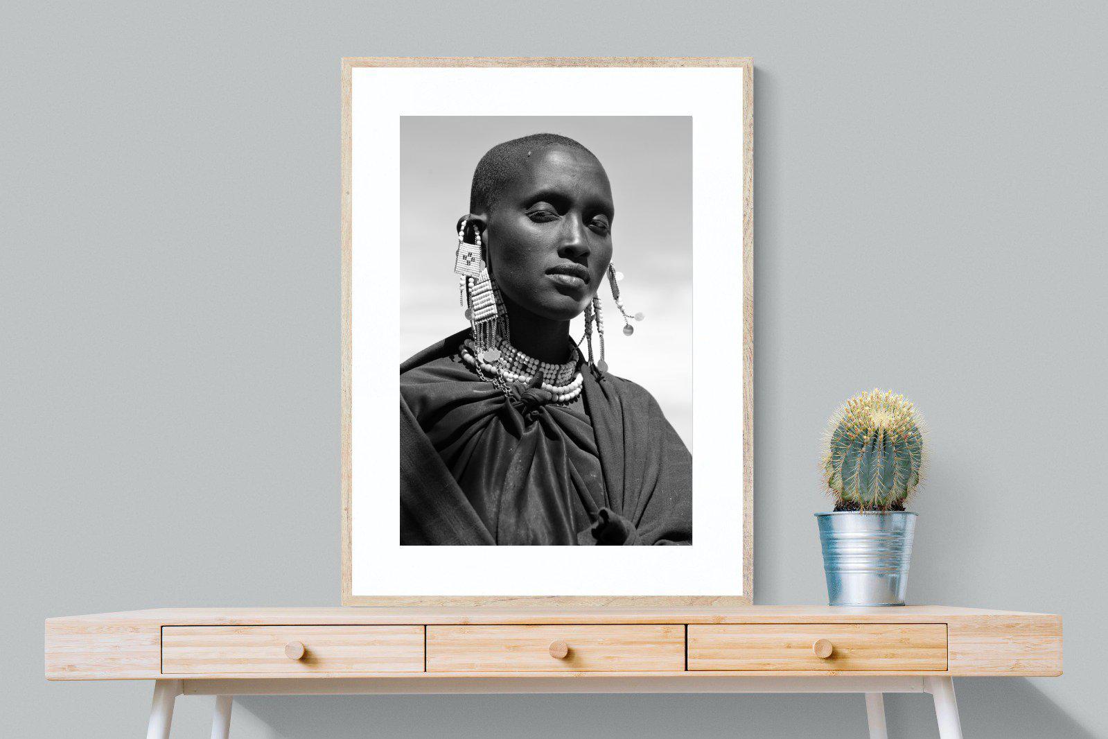 Masai Girl-Wall_Art-75 x 100cm-Framed Print-Wood-Pixalot