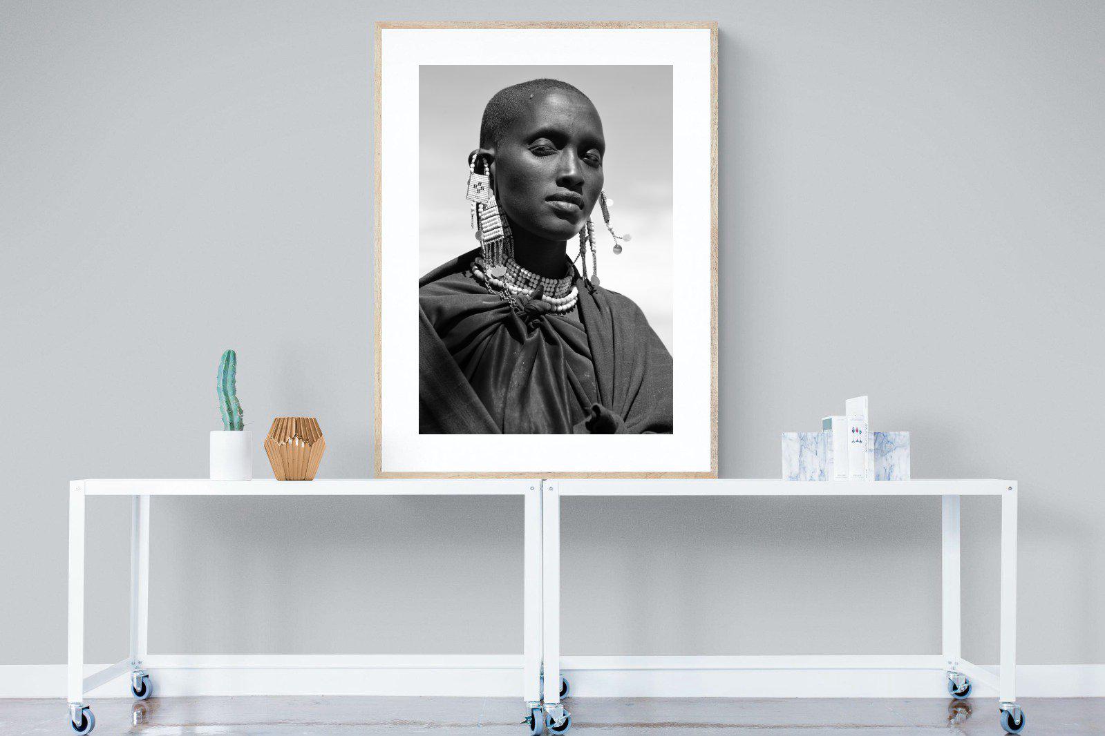 Masai Girl-Wall_Art-90 x 120cm-Framed Print-Wood-Pixalot