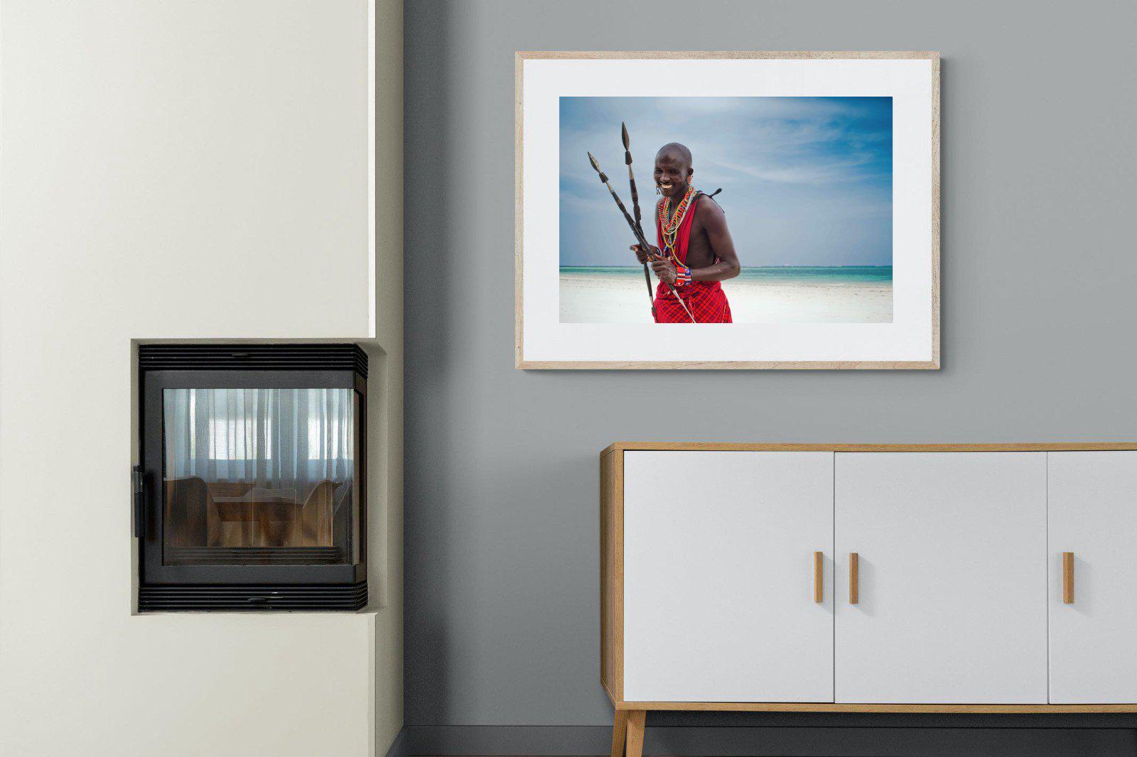 Masai Smile-Wall_Art-100 x 75cm-Framed Print-Wood-Pixalot