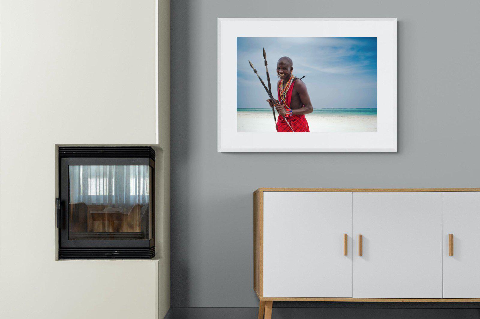 Masai Smile-Wall_Art-100 x 75cm-Framed Print-White-Pixalot