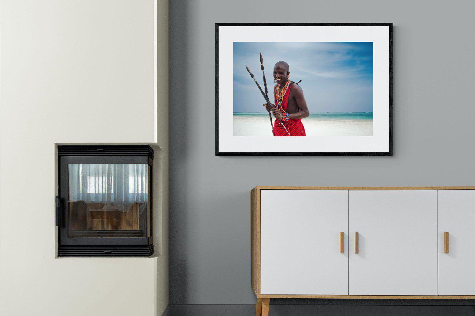 Masai Smile-Wall_Art-100 x 75cm-Framed Print-Black-Pixalot