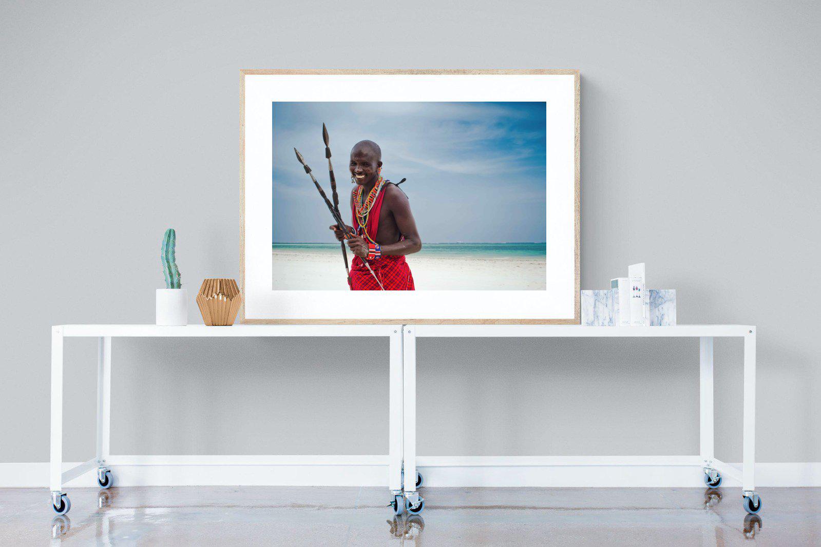 Masai Smile-Wall_Art-120 x 90cm-Framed Print-Wood-Pixalot
