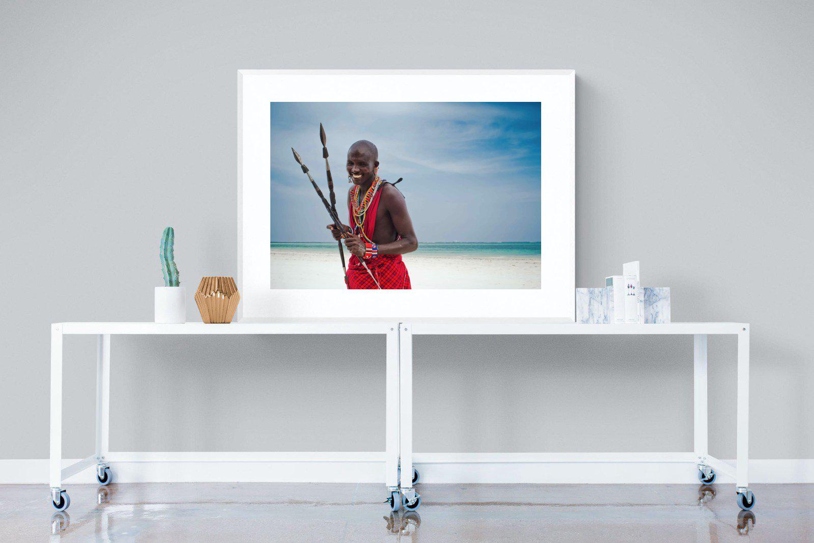 Masai Smile-Wall_Art-120 x 90cm-Framed Print-White-Pixalot