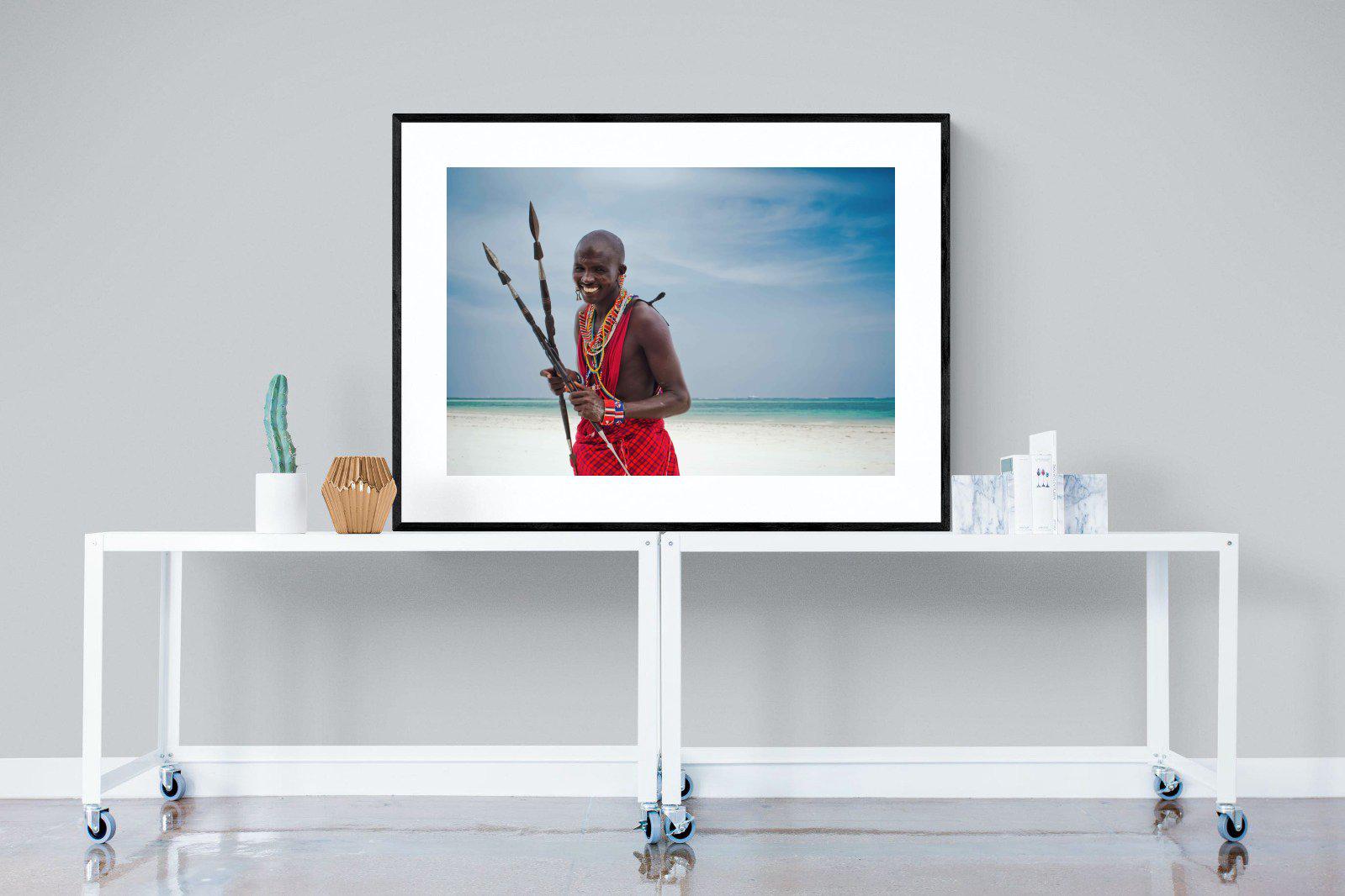 Masai Smile-Wall_Art-120 x 90cm-Framed Print-Black-Pixalot