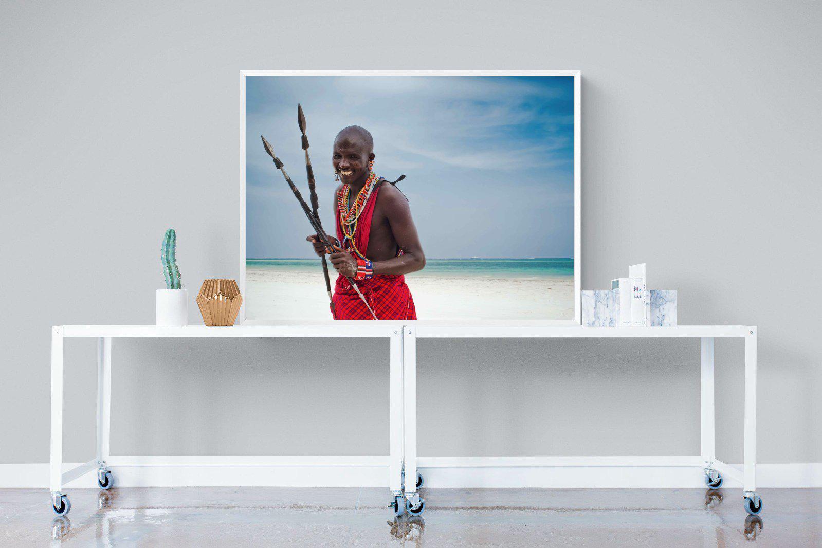 Masai Smile-Wall_Art-120 x 90cm-Mounted Canvas-White-Pixalot