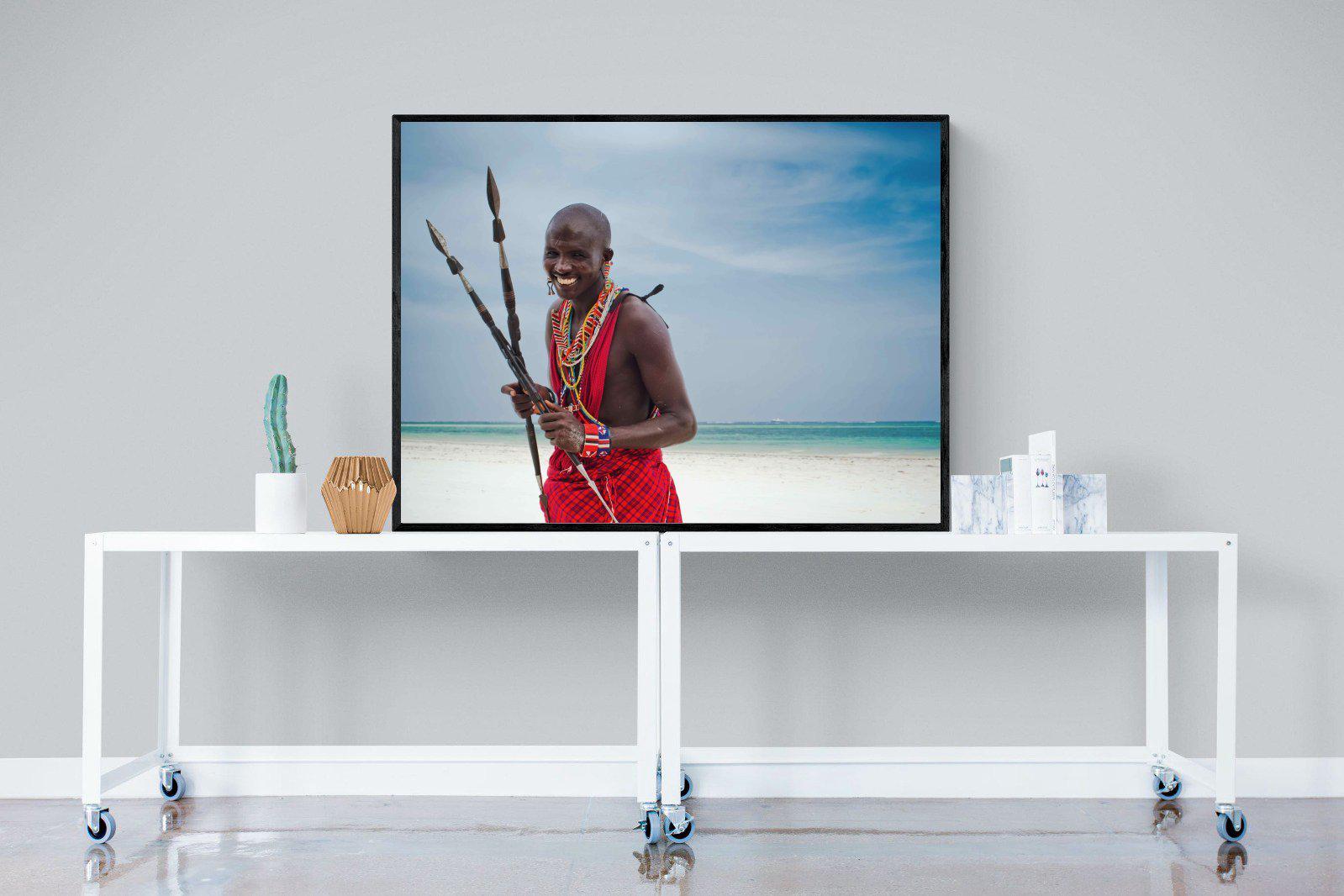 Masai Smile-Wall_Art-120 x 90cm-Mounted Canvas-Black-Pixalot