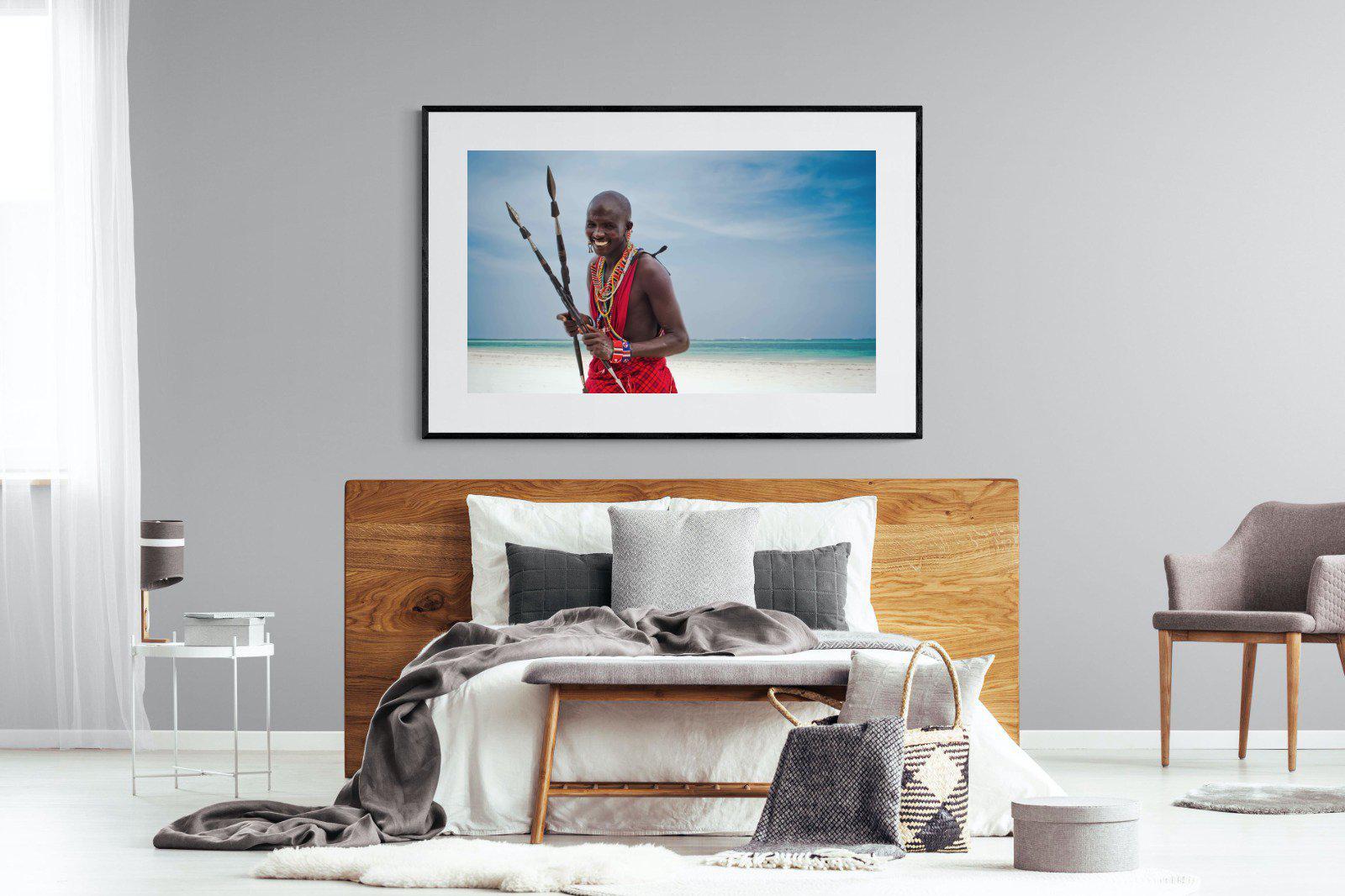 Masai Smile-Wall_Art-150 x 100cm-Framed Print-Black-Pixalot