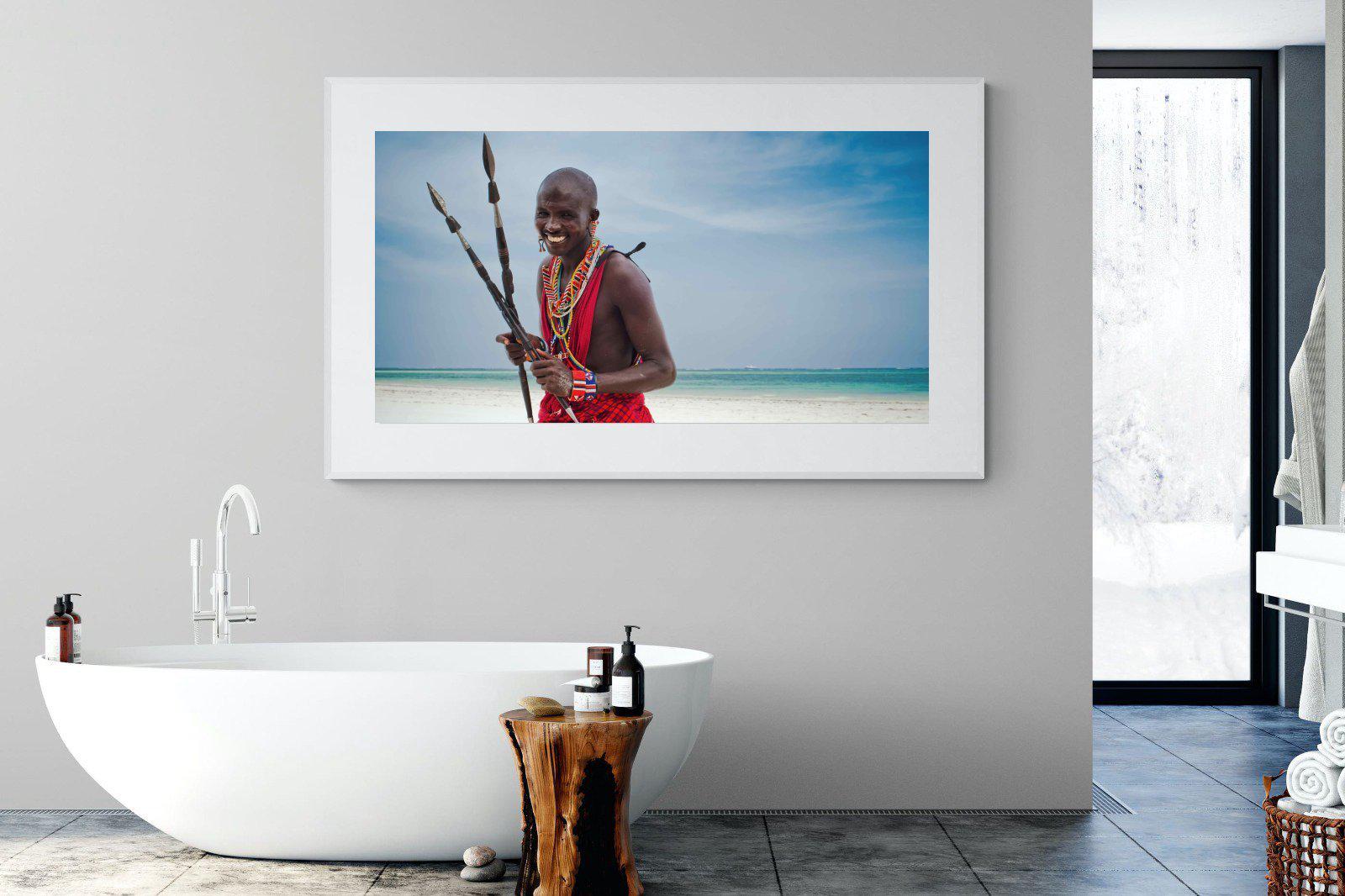 Masai Smile-Wall_Art-180 x 110cm-Framed Print-White-Pixalot