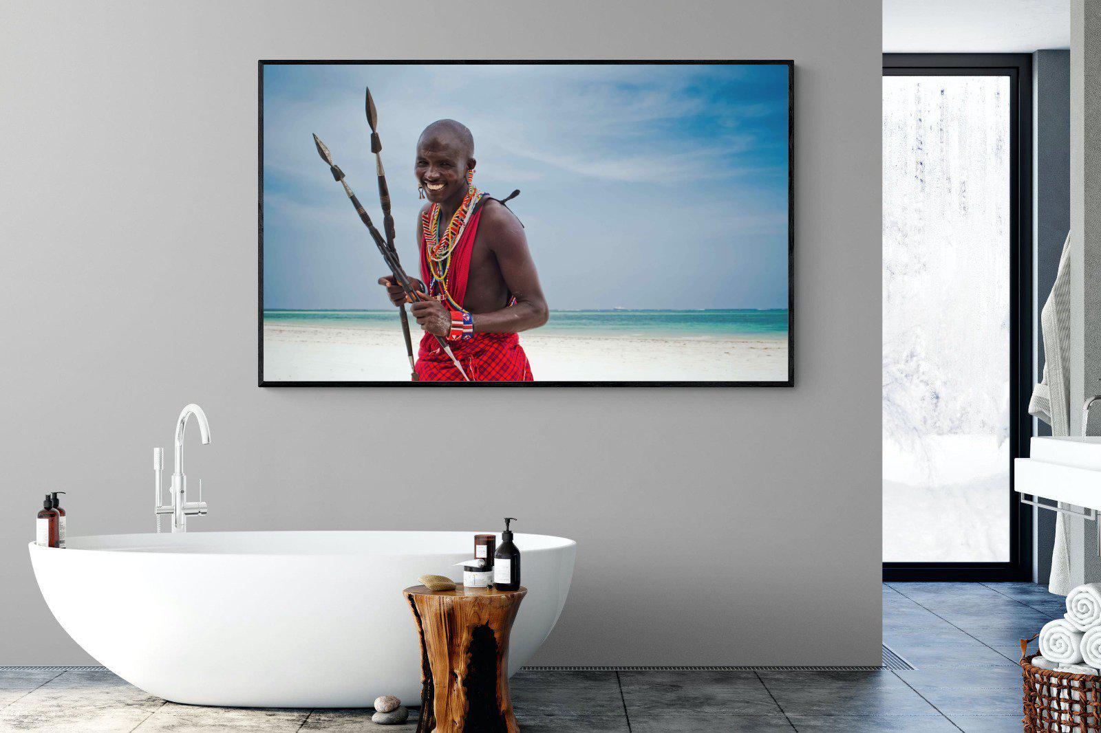 Masai Smile-Wall_Art-180 x 110cm-Mounted Canvas-Black-Pixalot