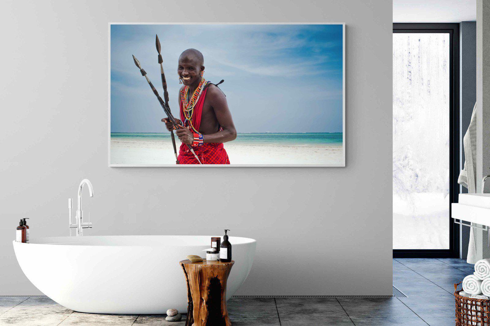Masai Smile-Wall_Art-180 x 110cm-Mounted Canvas-White-Pixalot