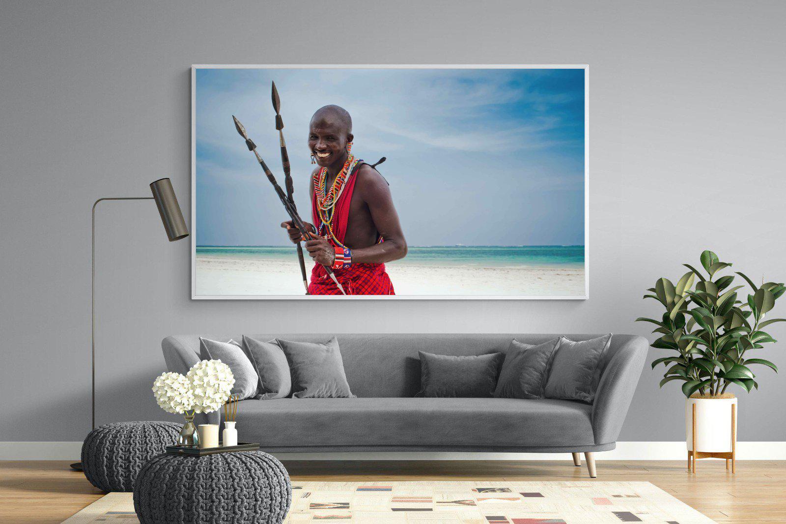 Masai Smile-Wall_Art-220 x 130cm-Mounted Canvas-White-Pixalot