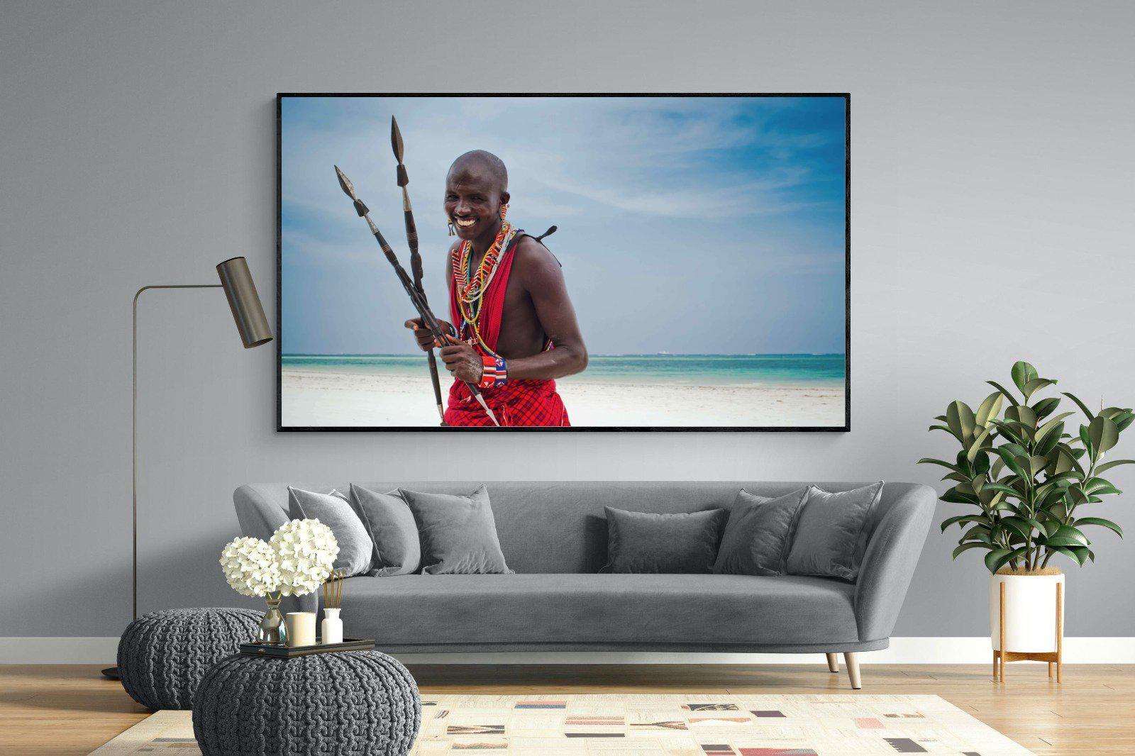 Masai Smile-Wall_Art-220 x 130cm-Mounted Canvas-Black-Pixalot