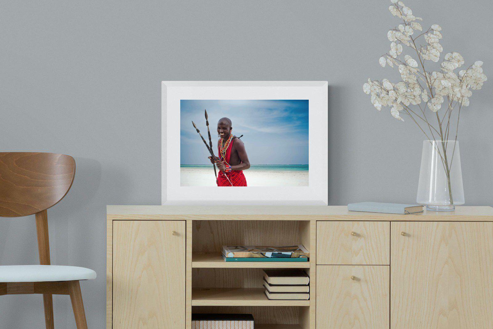 Masai Smile-Wall_Art-60 x 45cm-Framed Print-White-Pixalot