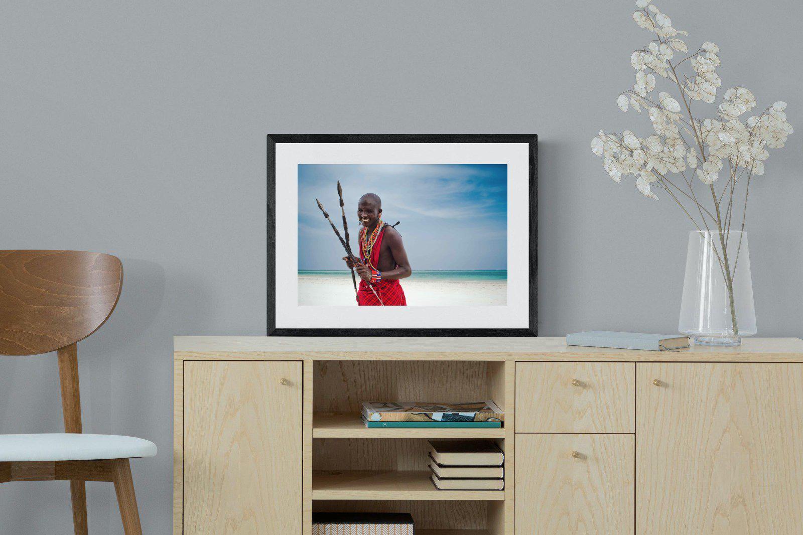Masai Smile-Wall_Art-60 x 45cm-Framed Print-Black-Pixalot