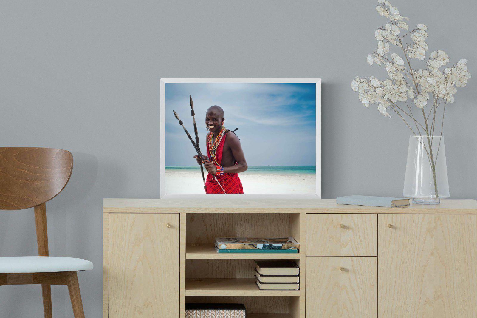 Masai Smile-Wall_Art-60 x 45cm-Mounted Canvas-White-Pixalot