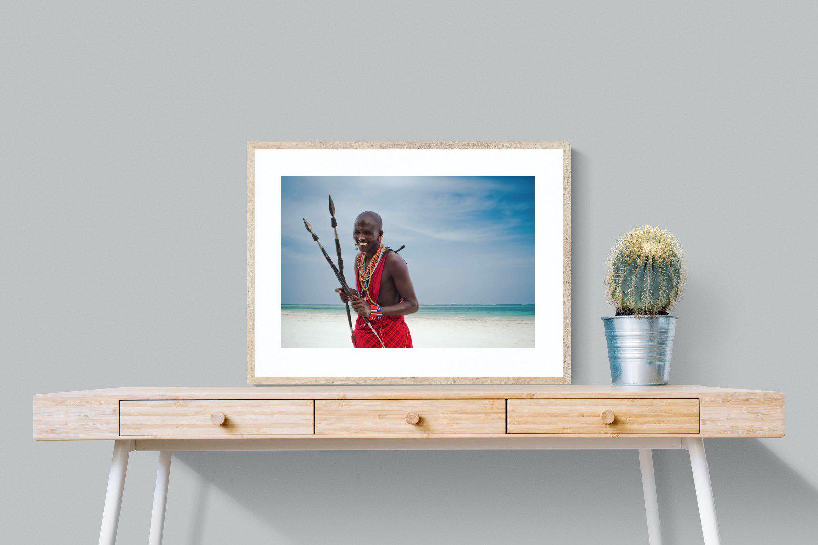 Masai Smile-Wall_Art-80 x 60cm-Framed Print-Wood-Pixalot