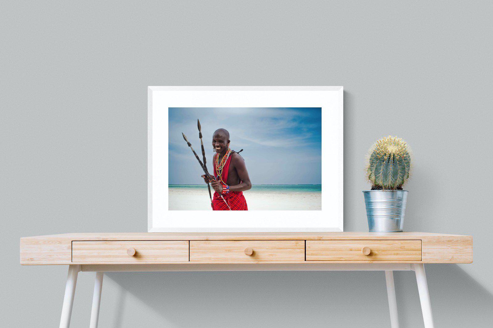 Masai Smile-Wall_Art-80 x 60cm-Framed Print-White-Pixalot