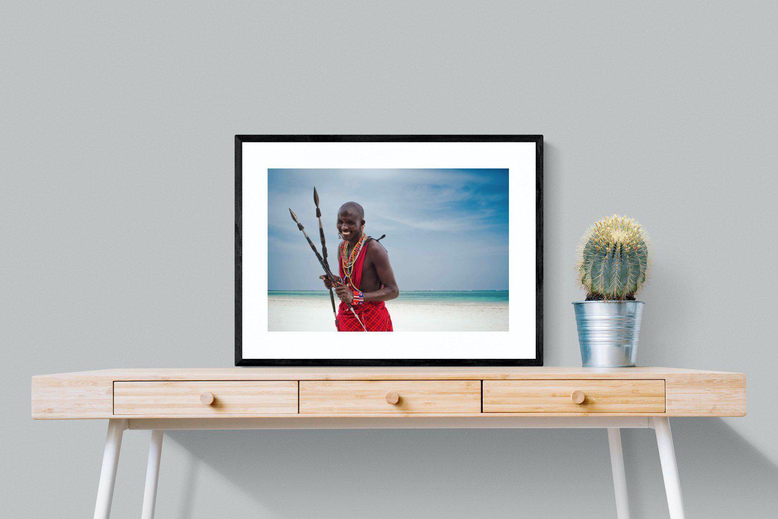 Masai Smile-Wall_Art-80 x 60cm-Framed Print-Black-Pixalot