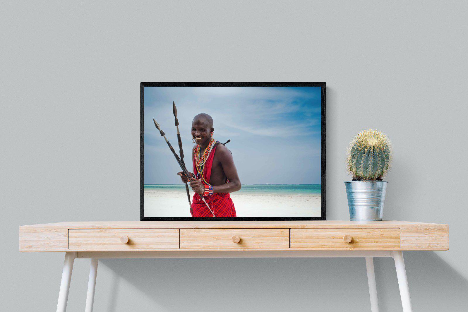 Masai Smile-Wall_Art-80 x 60cm-Mounted Canvas-Black-Pixalot