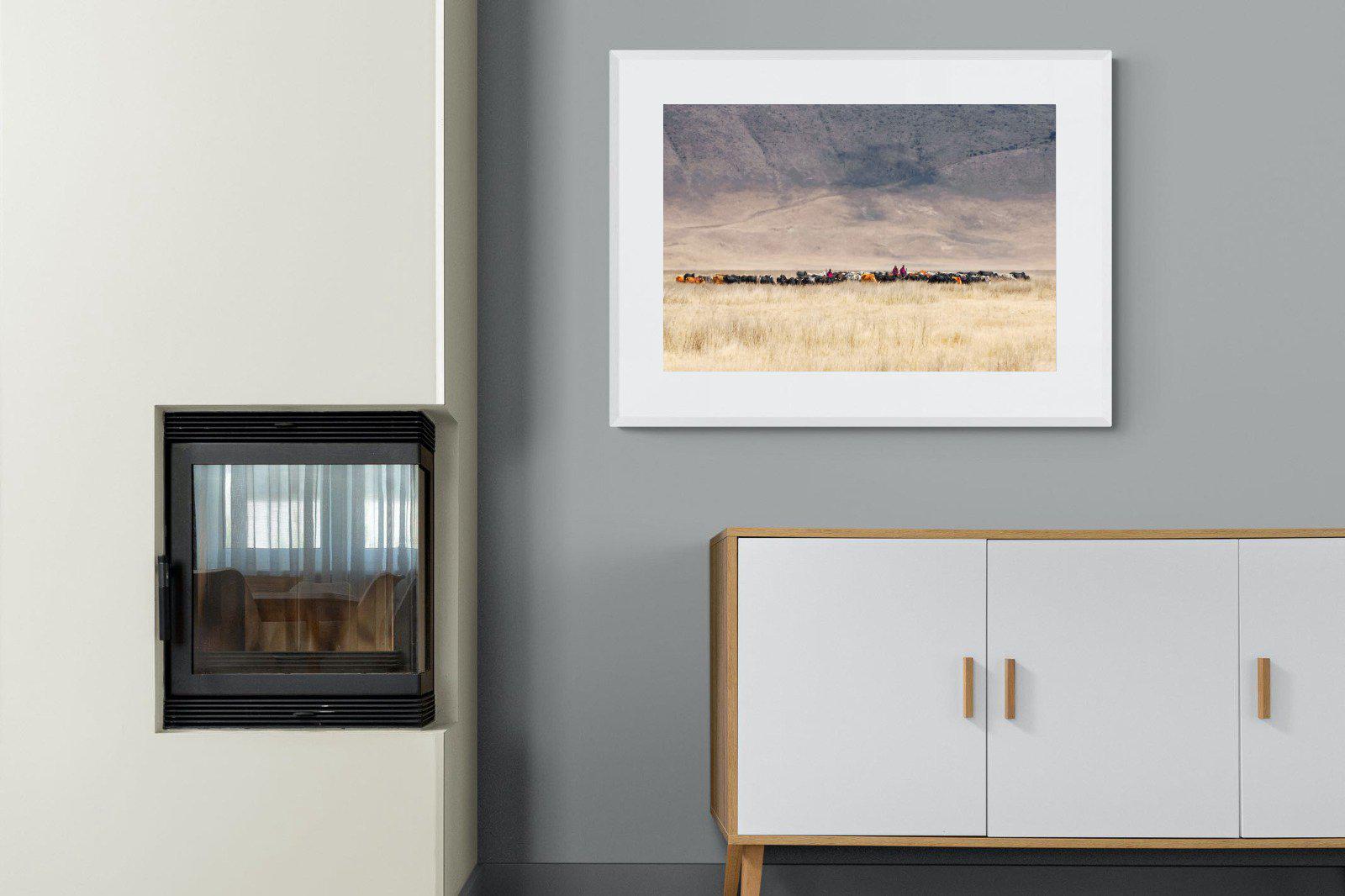 Masai Vista-Wall_Art-100 x 75cm-Framed Print-White-Pixalot