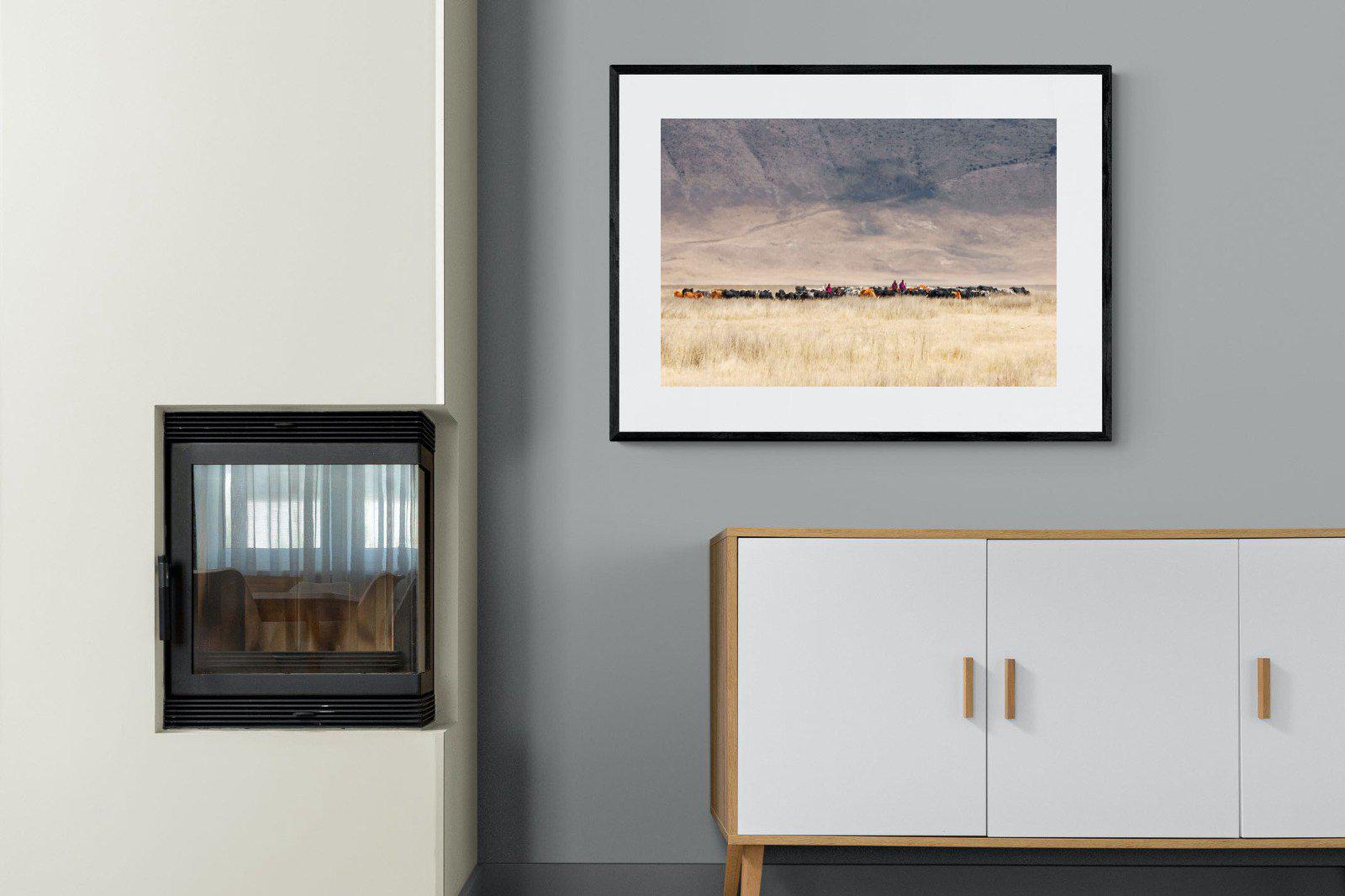 Masai Vista-Wall_Art-100 x 75cm-Framed Print-Black-Pixalot