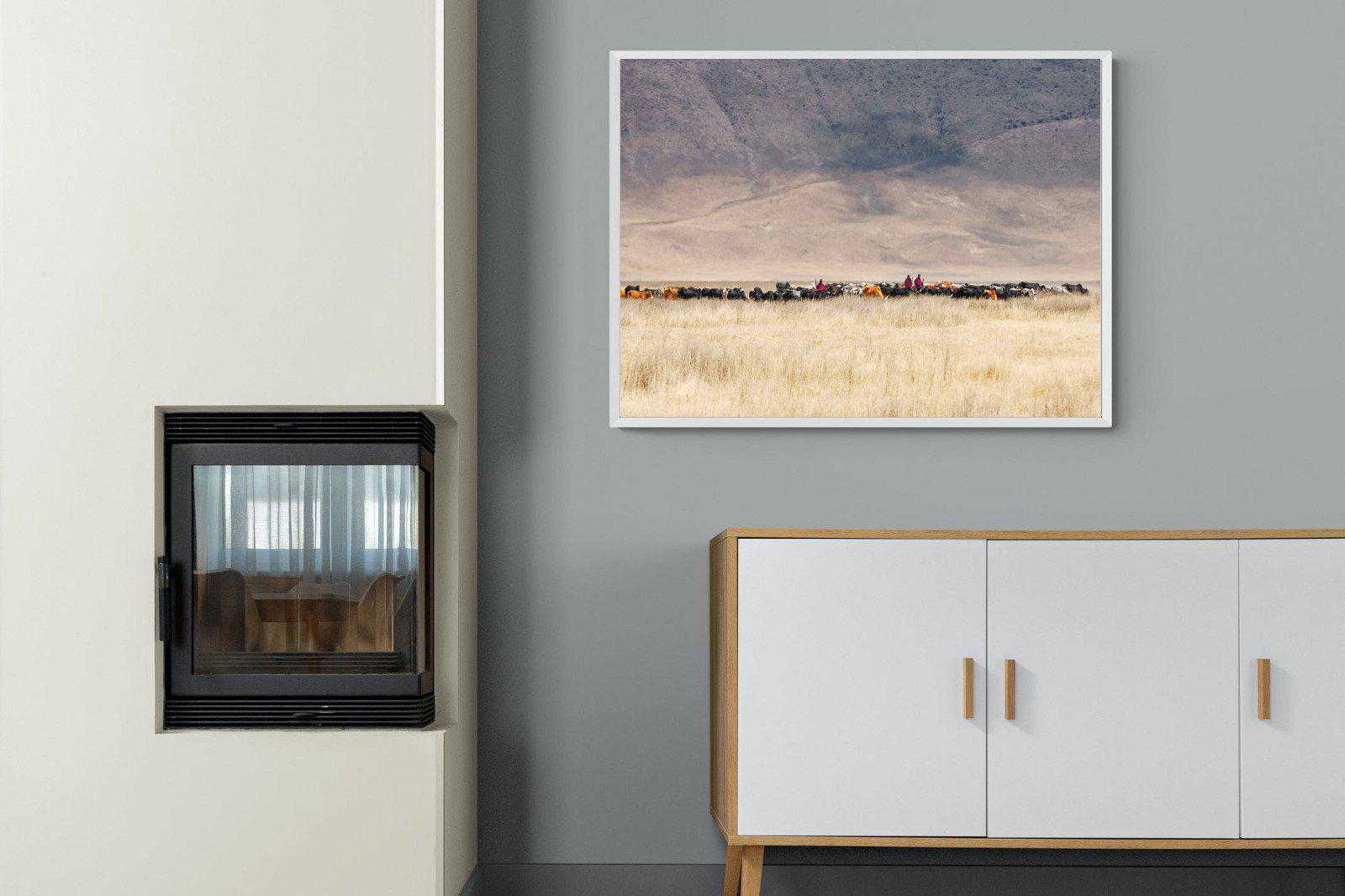 Masai Vista-Wall_Art-100 x 75cm-Mounted Canvas-White-Pixalot