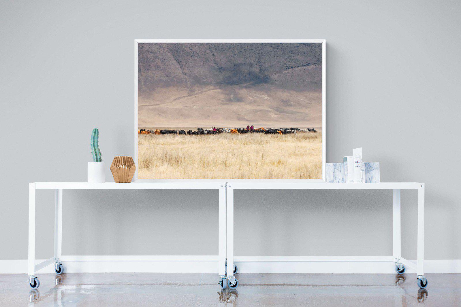 Masai Vista-Wall_Art-120 x 90cm-Mounted Canvas-White-Pixalot