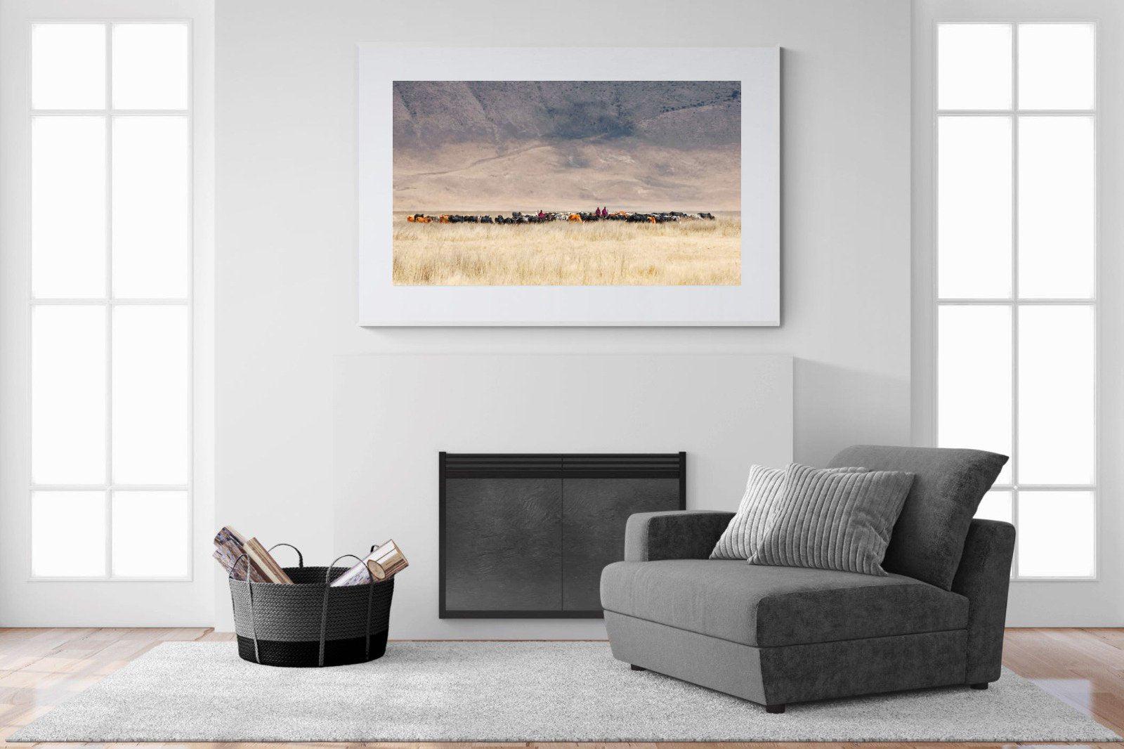 Masai Vista-Wall_Art-150 x 100cm-Framed Print-White-Pixalot