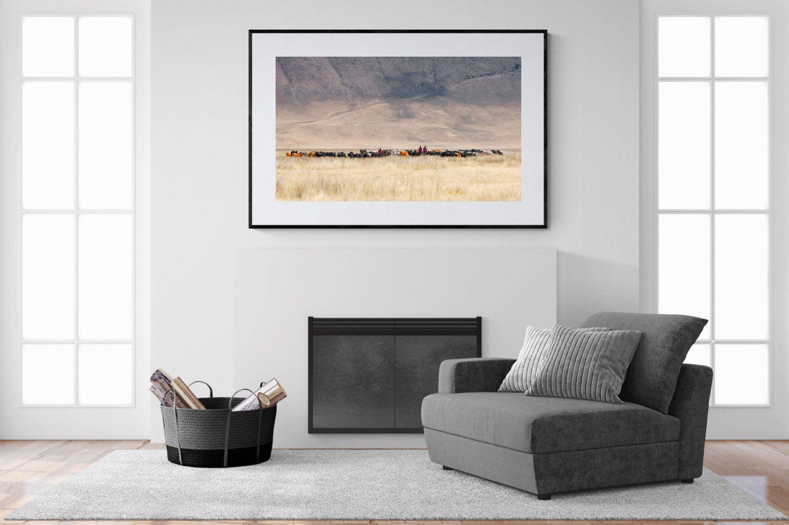 Masai Vista-Wall_Art-150 x 100cm-Framed Print-Black-Pixalot