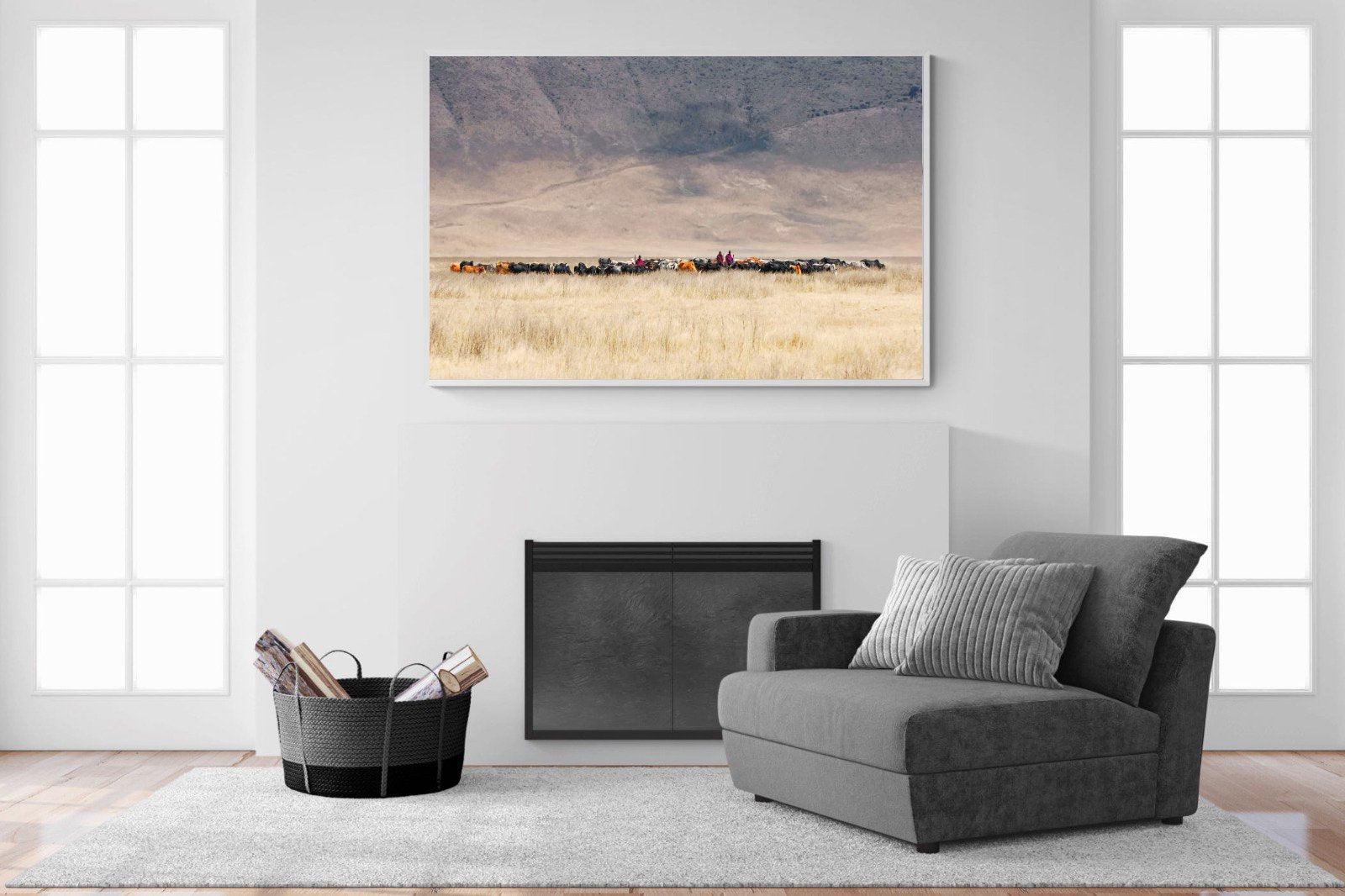 Masai Vista-Wall_Art-150 x 100cm-Mounted Canvas-White-Pixalot