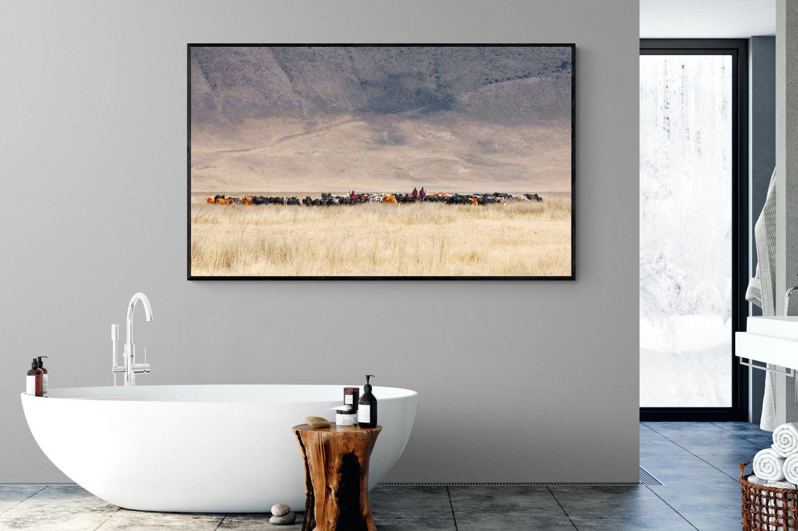 Masai Vista-Wall_Art-180 x 110cm-Mounted Canvas-Black-Pixalot