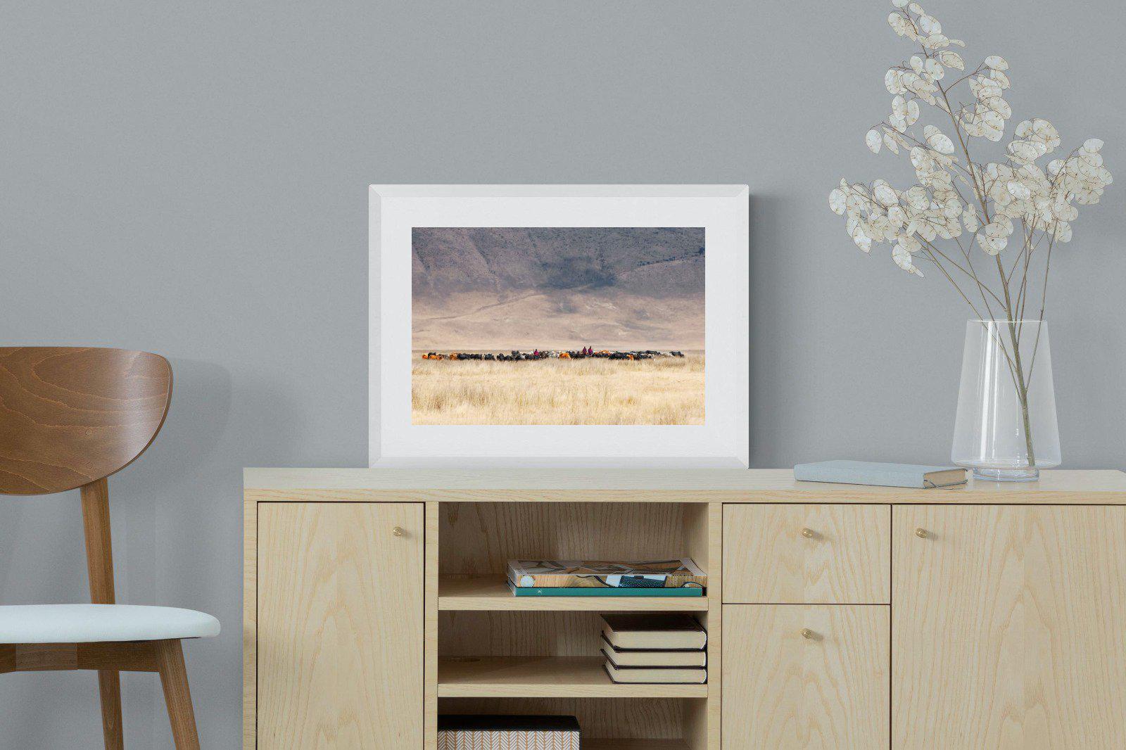 Masai Vista-Wall_Art-60 x 45cm-Framed Print-White-Pixalot