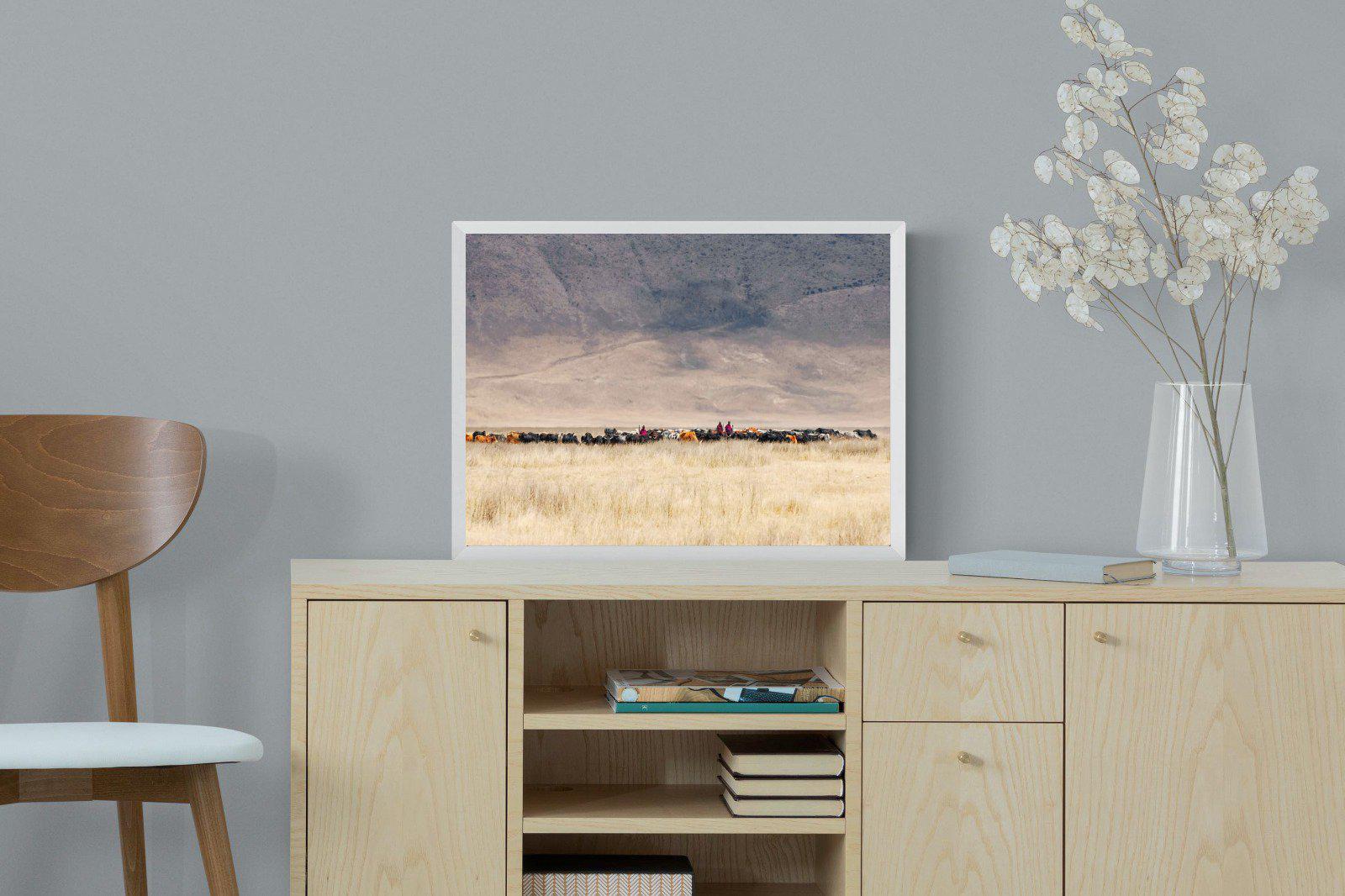 Masai Vista-Wall_Art-60 x 45cm-Mounted Canvas-White-Pixalot